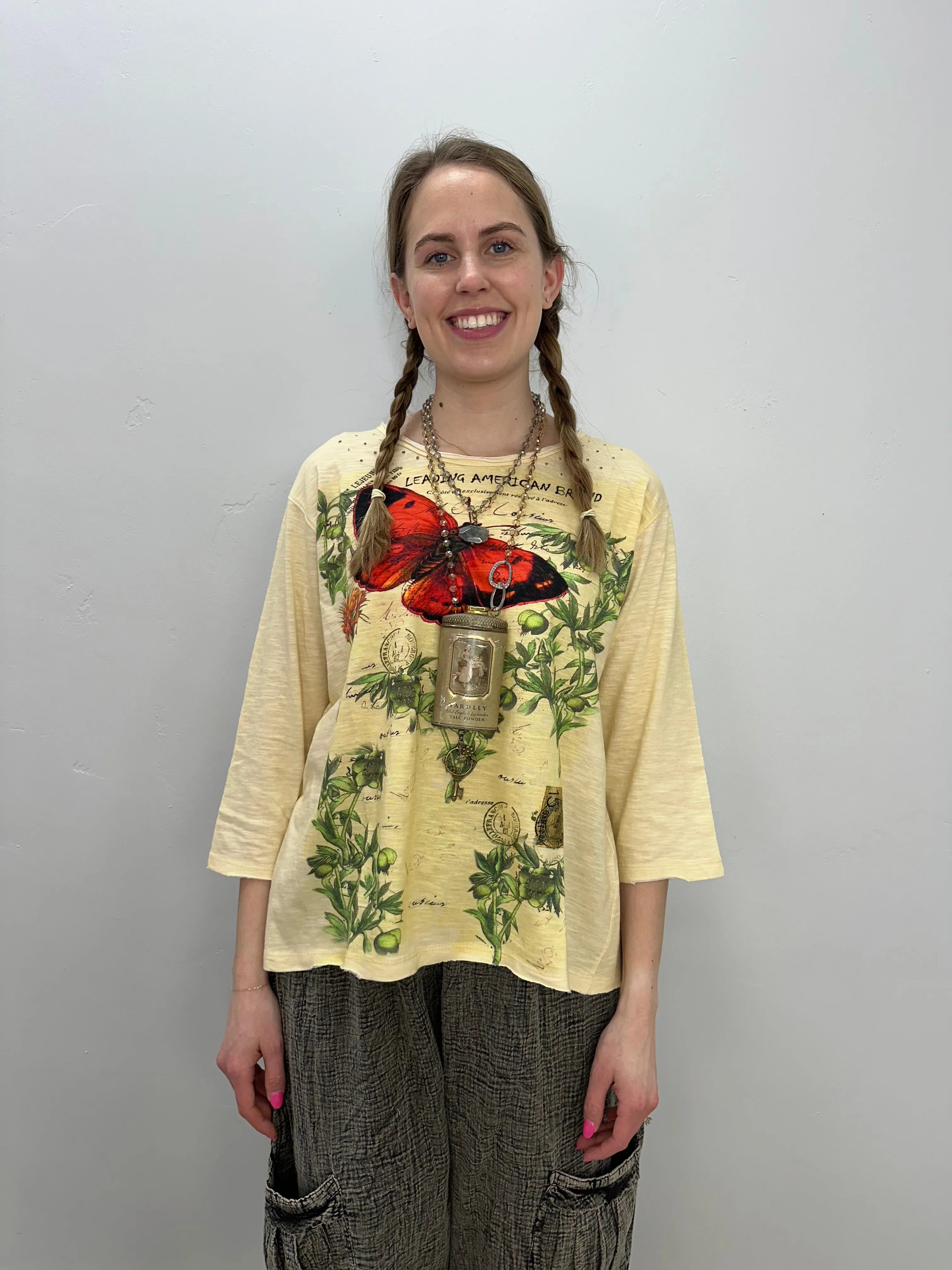 Orange Butterfly Print Tee