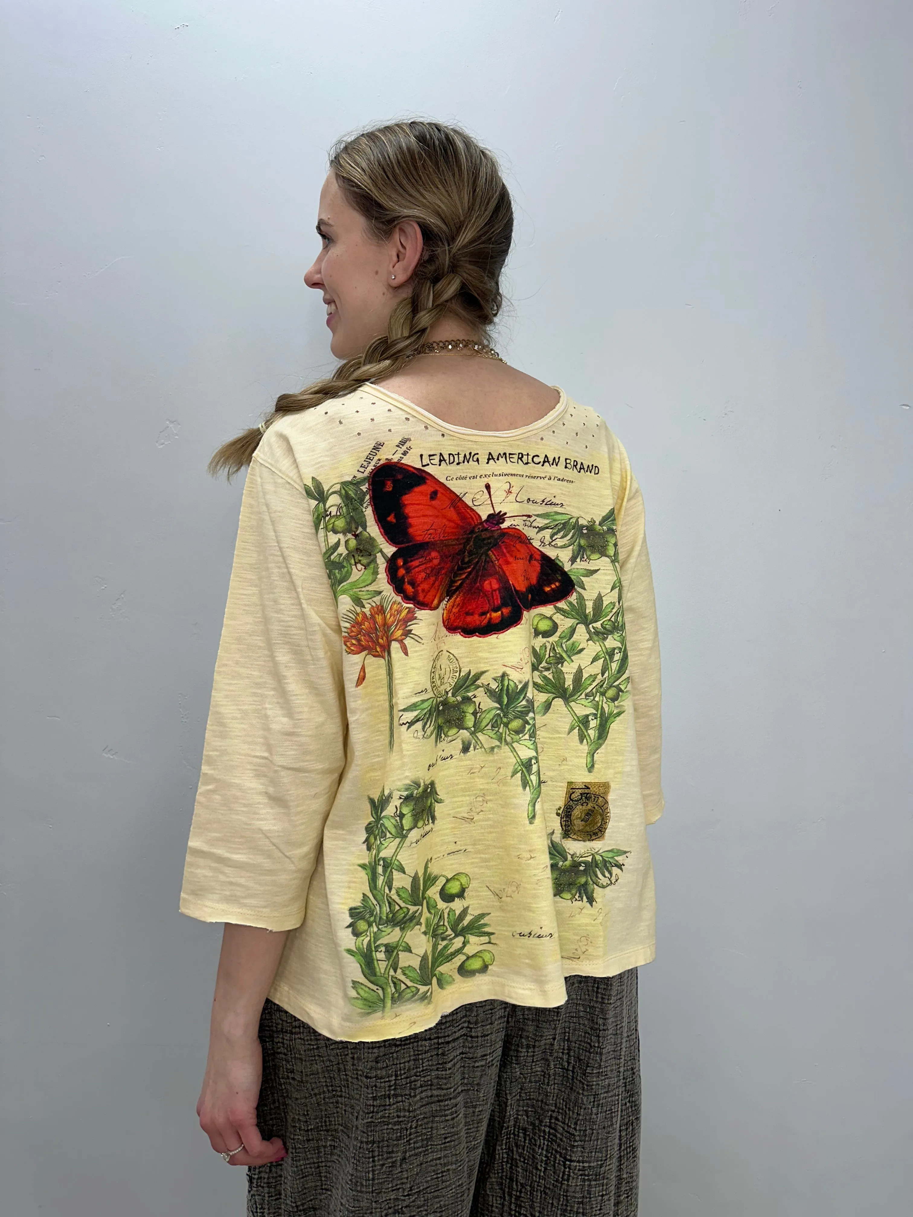 Orange Butterfly Print Tee