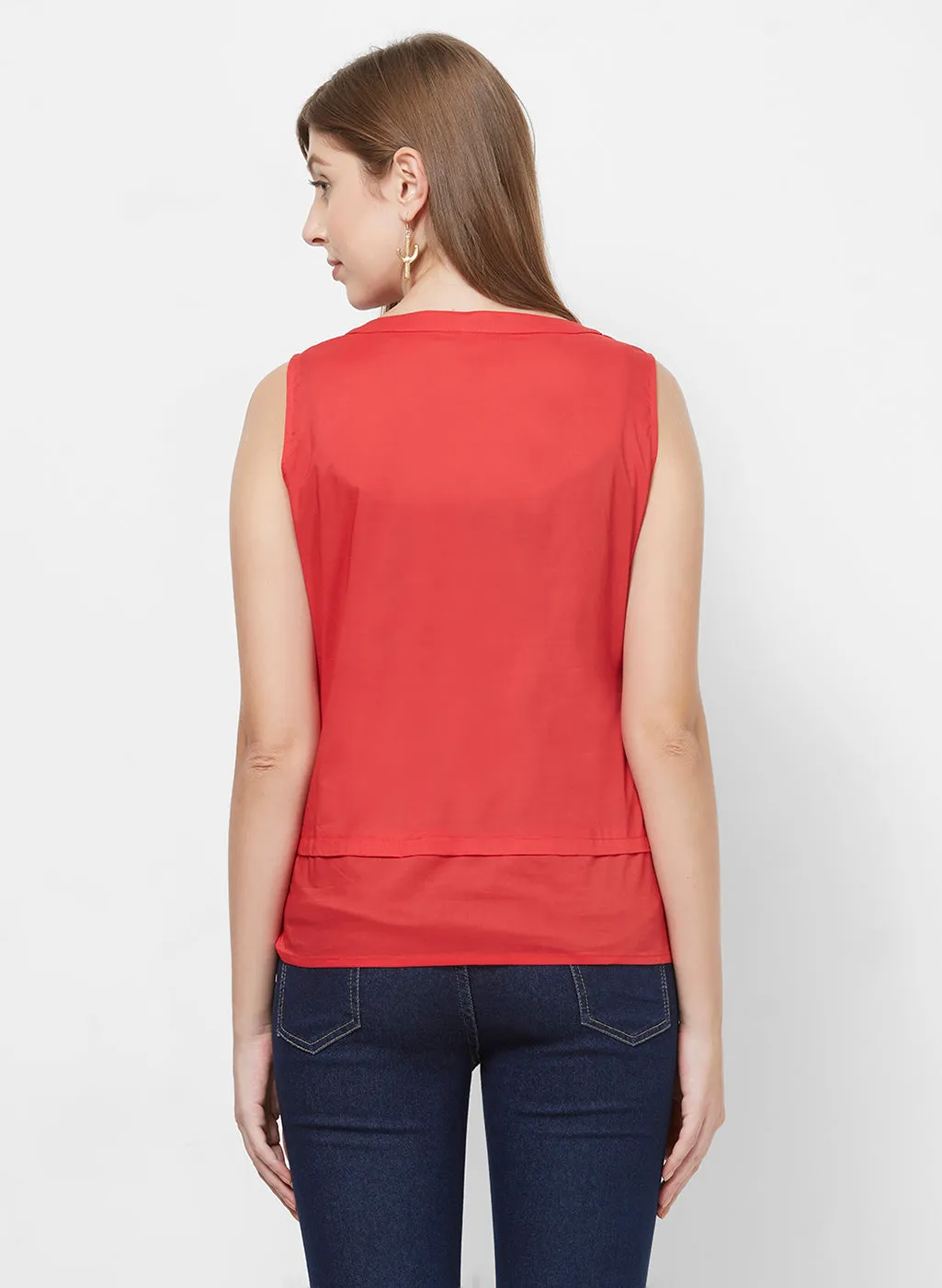Orange Key Hole Neck Top