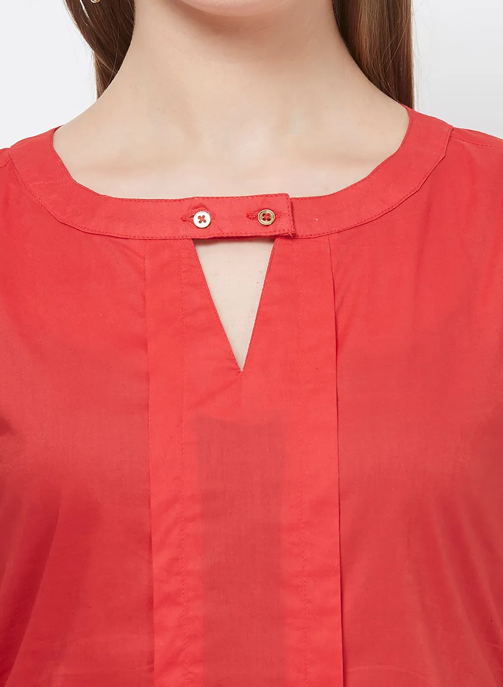 Orange Key Hole Neck Top