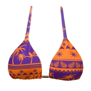 Orange Purple Coconut Trees Brazilian Triangle Bikini Top