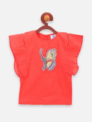 Orange Ruffle Butterfly Top