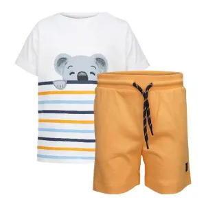 ORANGE STRIPED BABY BOYS SHORTS SET