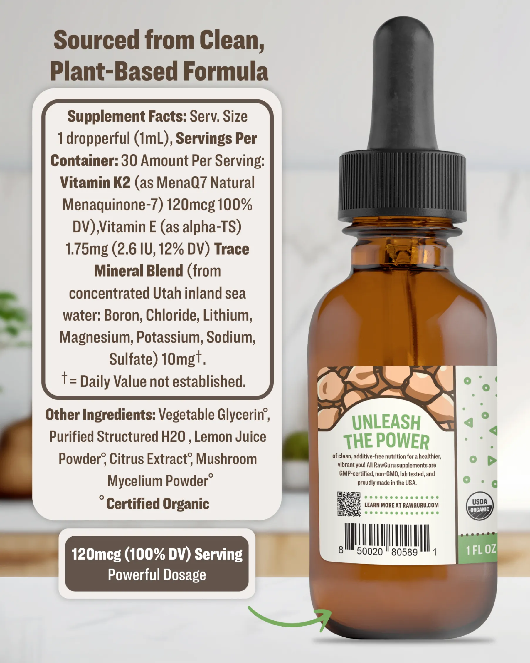 Organic Nano Vitamin K2 Tincture - 30 mL