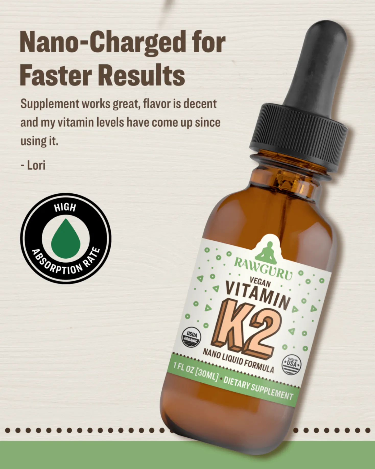 Organic Nano Vitamin K2 Tincture - 30 mL