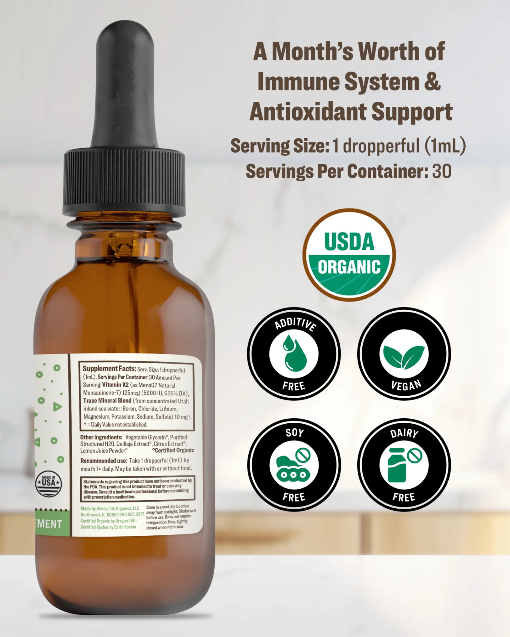 Organic Nano Vitamin K2 Tincture - 30 mL