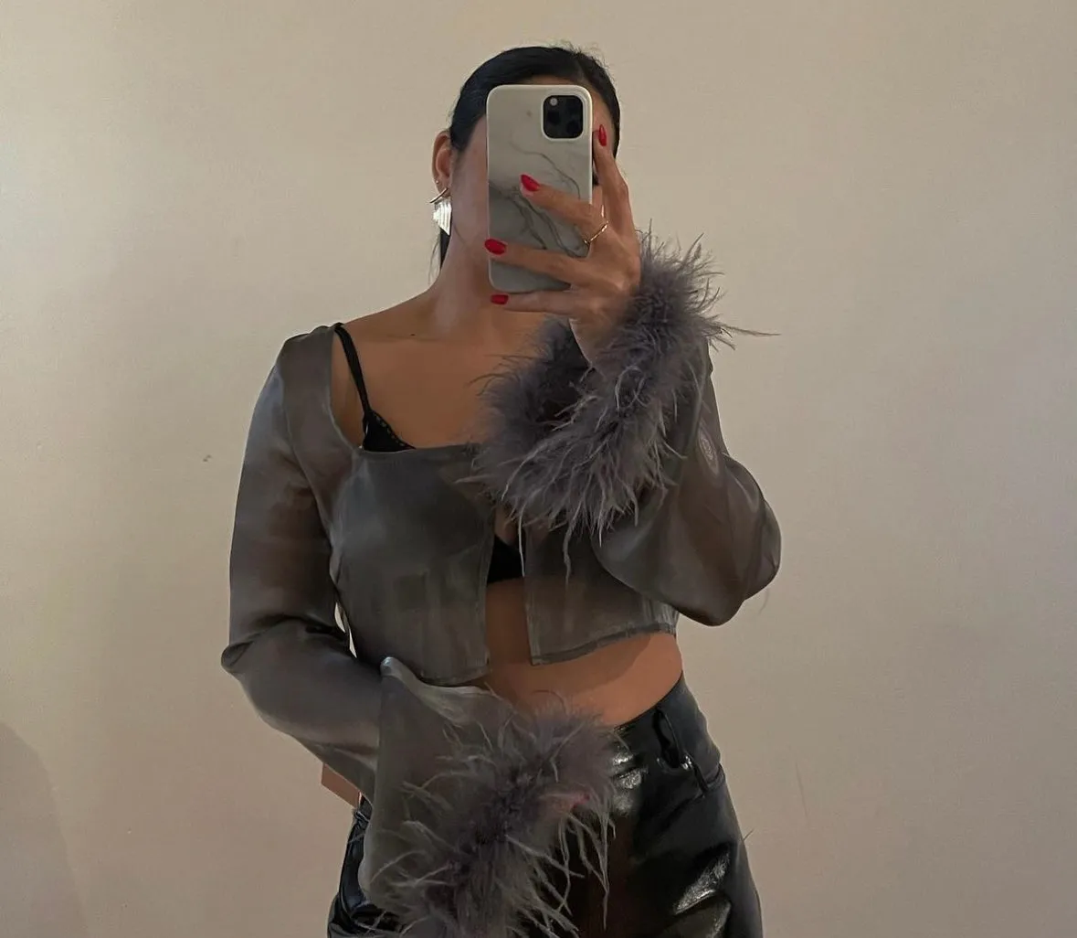 Organza Feathers Crop Top