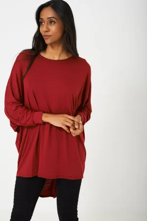 Oversized Tunic Top in Burgundy
