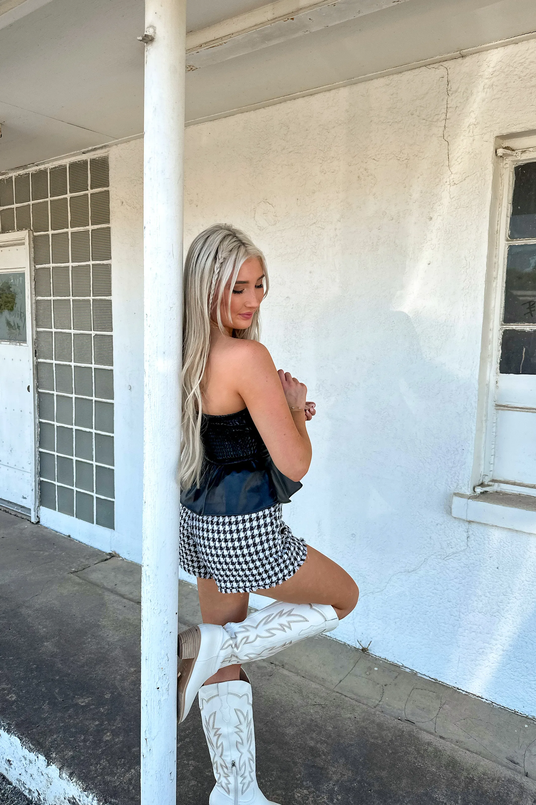 Pamela Leather Peplum Top