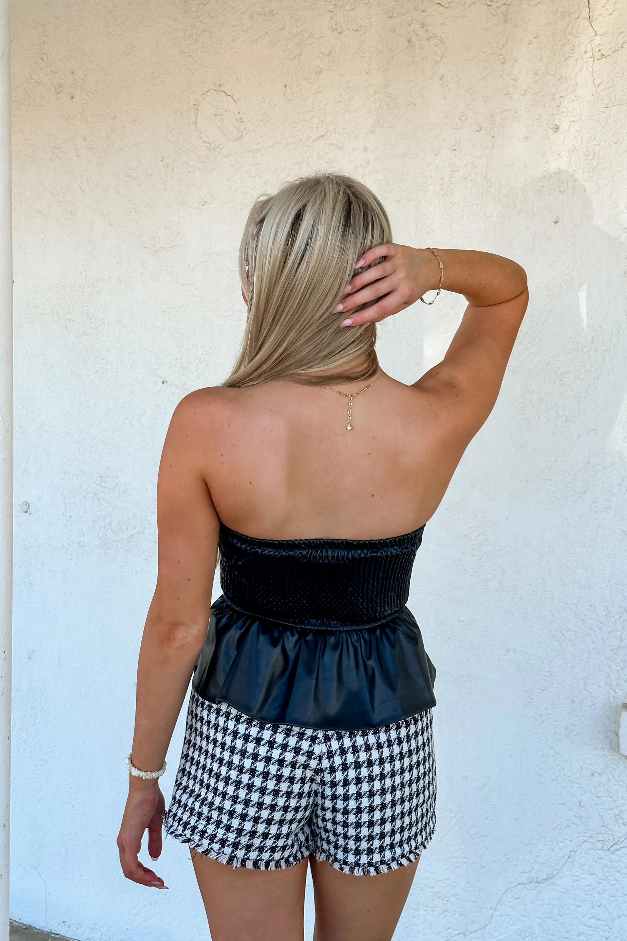 Pamela Leather Peplum Top
