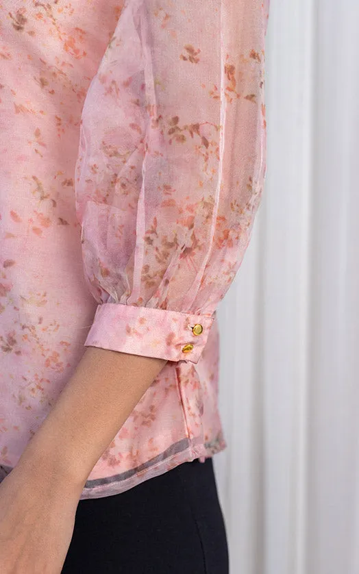 Pastel Pink Ruffle Organza Shirt