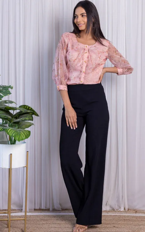 Pastel Pink Ruffle Organza Shirt