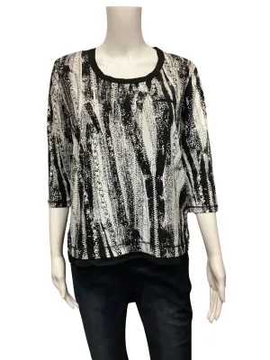 Patrizia Luca Women's Top Black & White Short Sleeve Tunic Size: L
