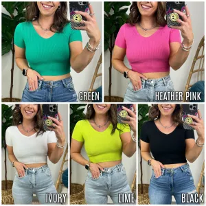 Paz Short Sleeve V-Neck Crop Top