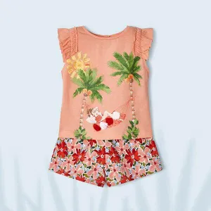 PEACH FLORAL SET FOR GIRLS