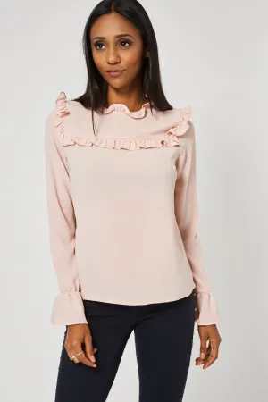 Peach Frilled Top Ex-Branded Available In Plus Sizes