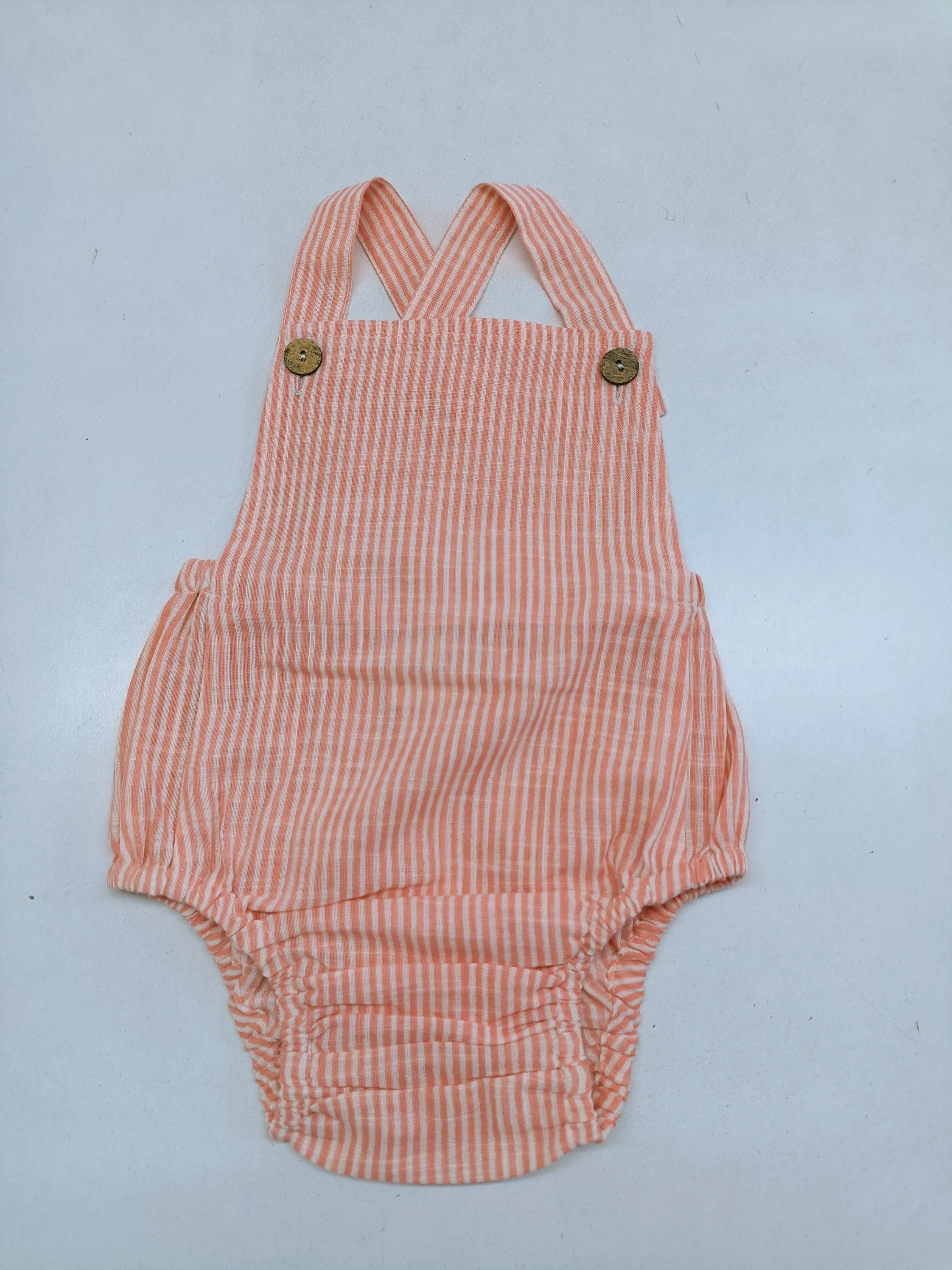 Peach Stripes Print Romper