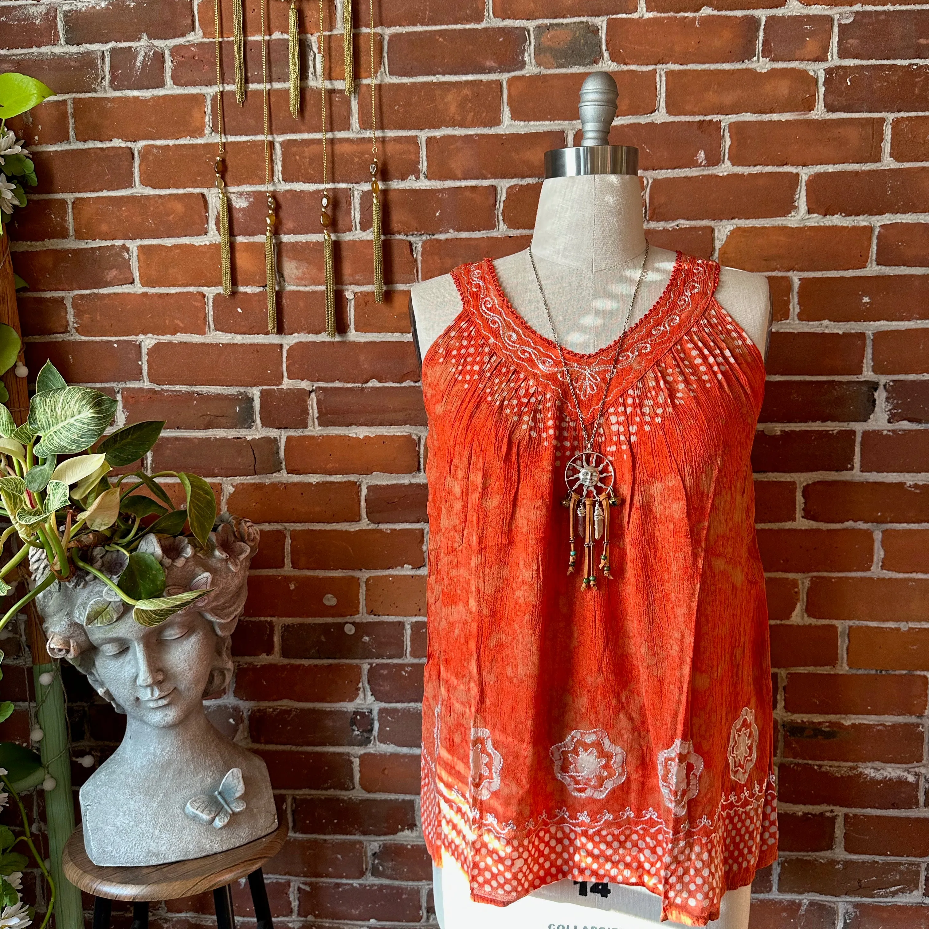 Penny Lane Batik Festival Tank Top - Summer Orange