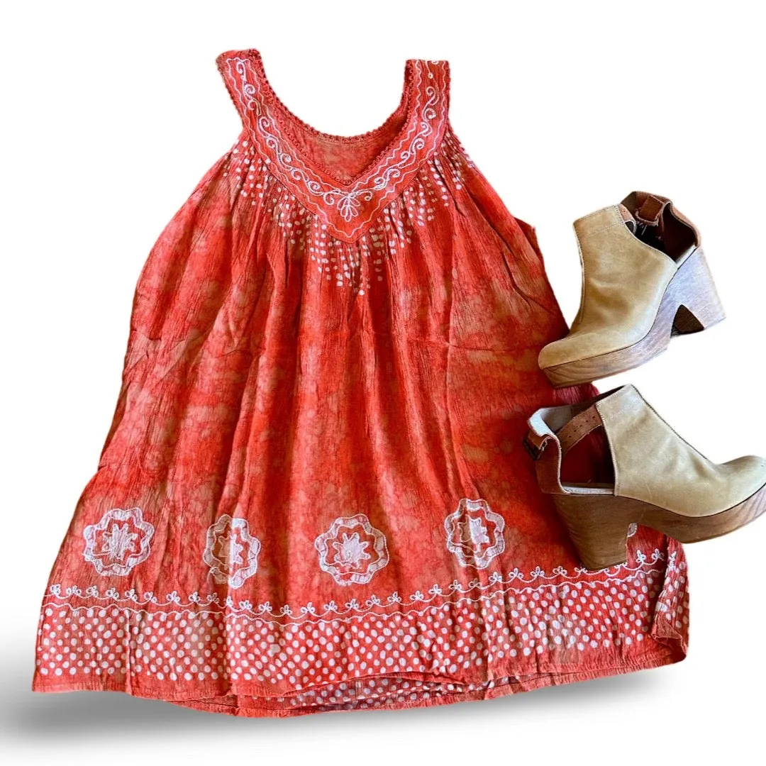 Penny Lane Batik Festival Tank Top - Summer Orange