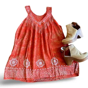 Penny Lane Batik Festival Tank Top - Summer Orange