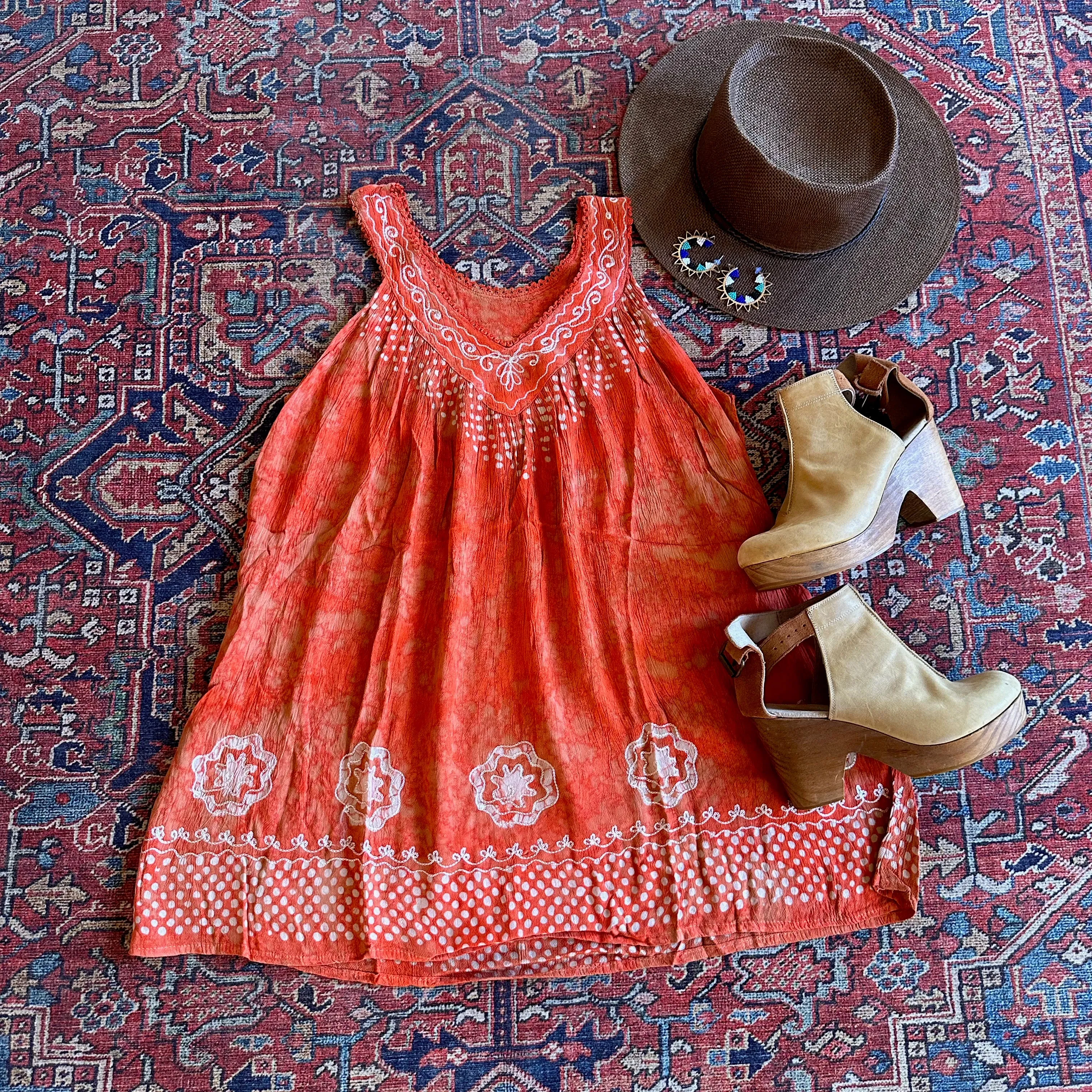 Penny Lane Batik Festival Tank Top - Summer Orange