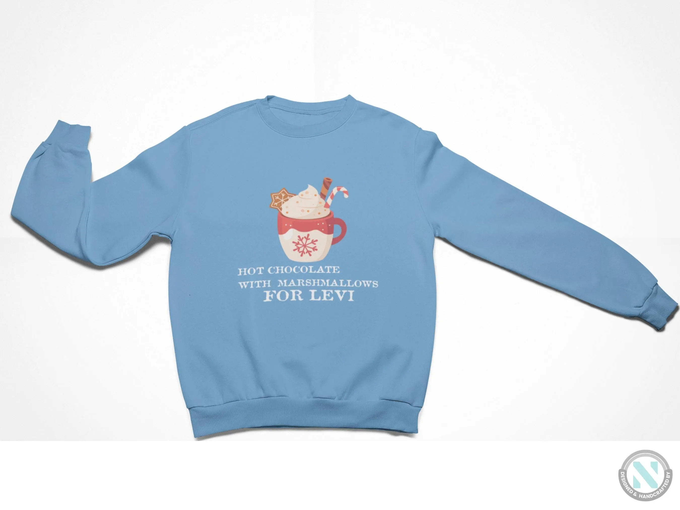 Personalized Winter Sweatshirt Gift for Toddler Boys Hot Chocolate Text