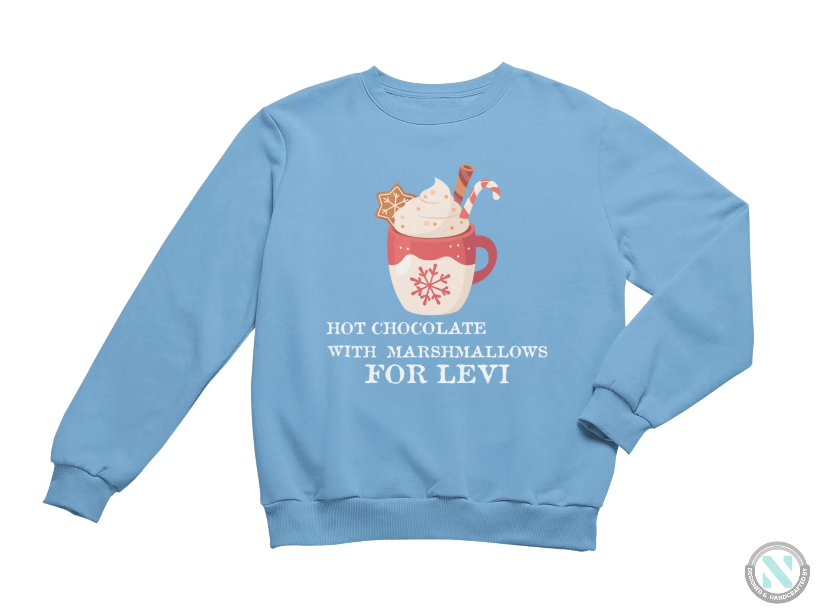 Personalized Winter Sweatshirt Gift for Toddler Boys Hot Chocolate Text