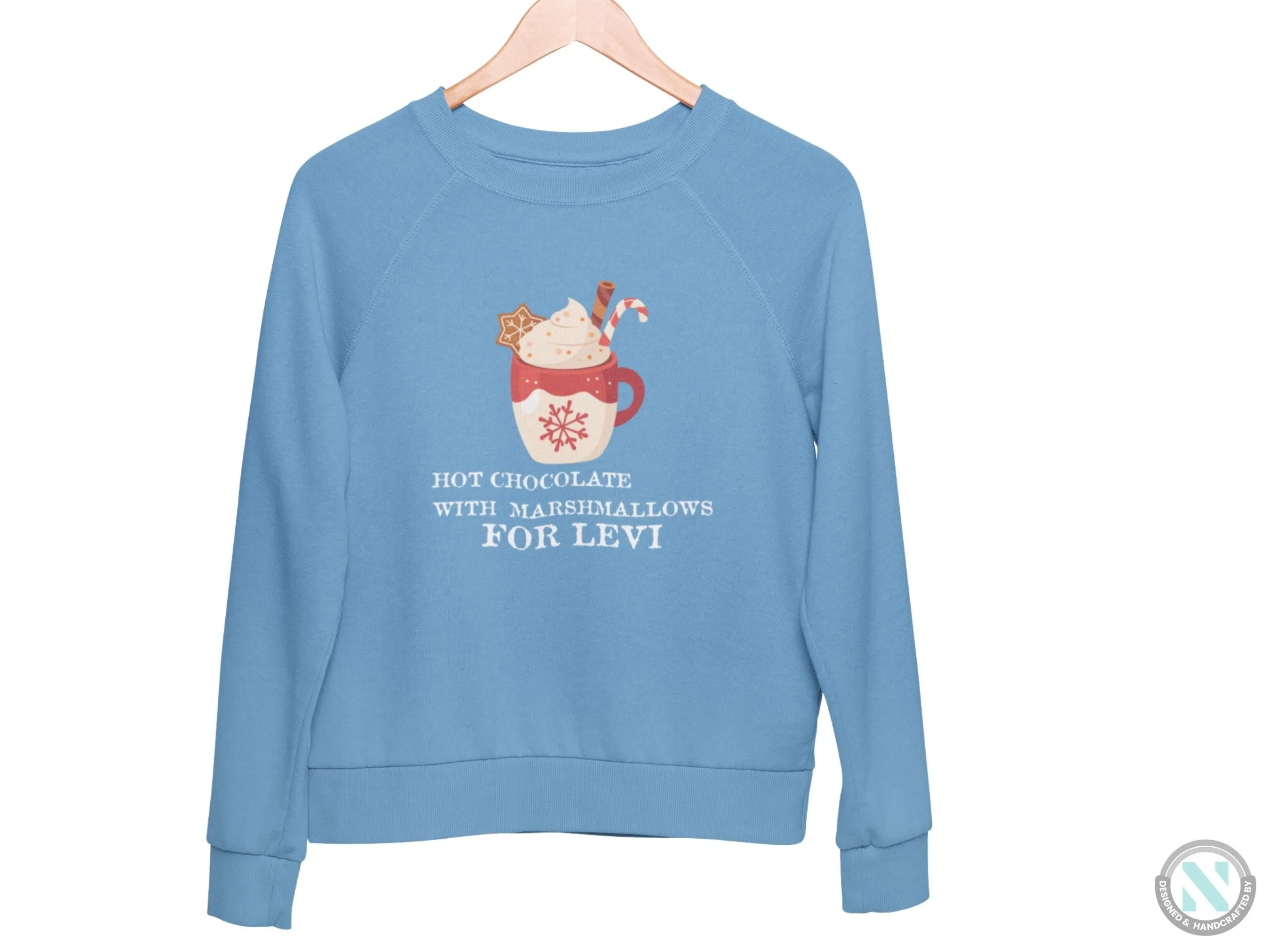 Personalized Winter Sweatshirt Gift for Toddler Boys Hot Chocolate Text