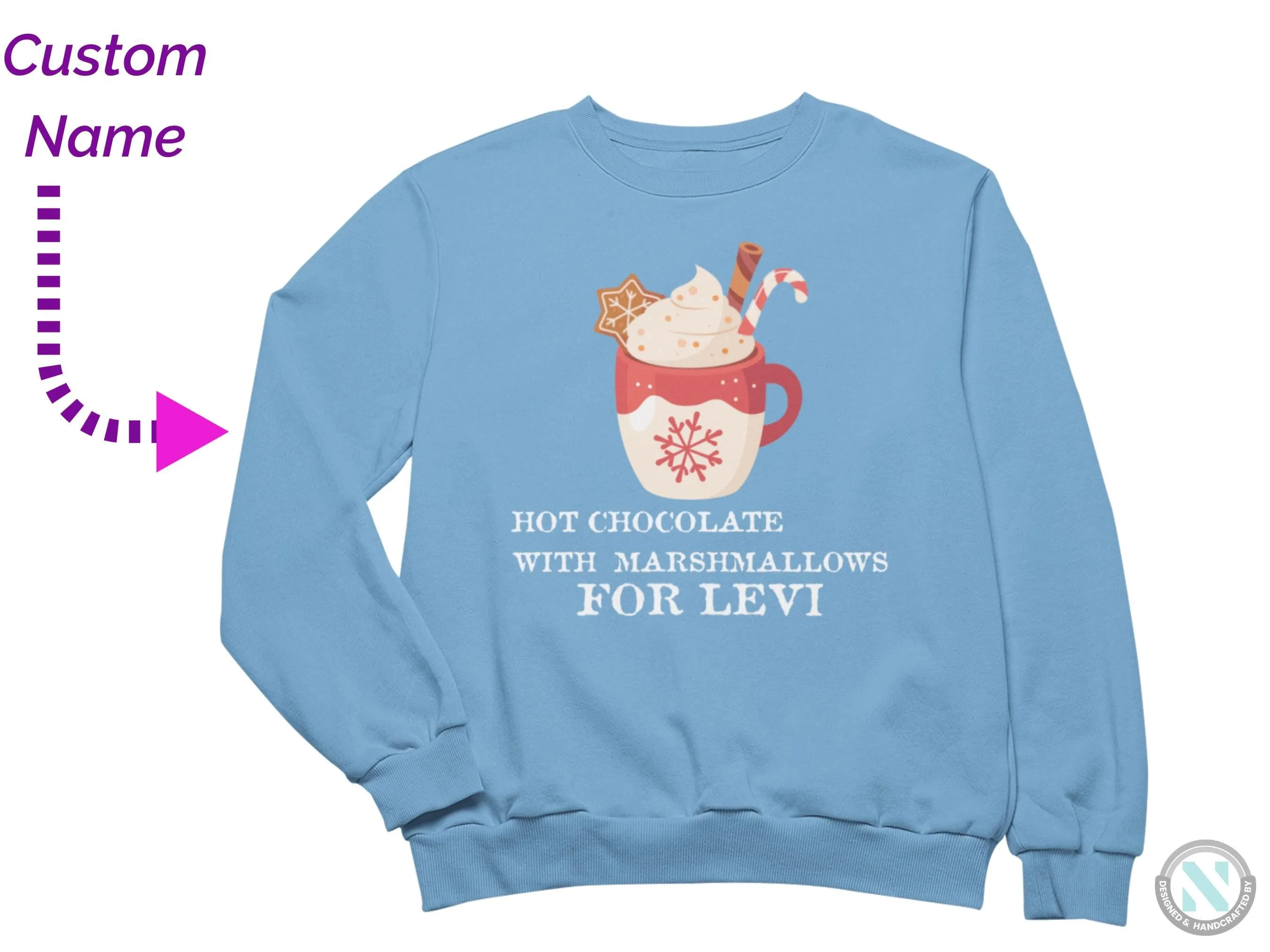 Personalized Winter Sweatshirt Gift for Toddler Boys Hot Chocolate Text