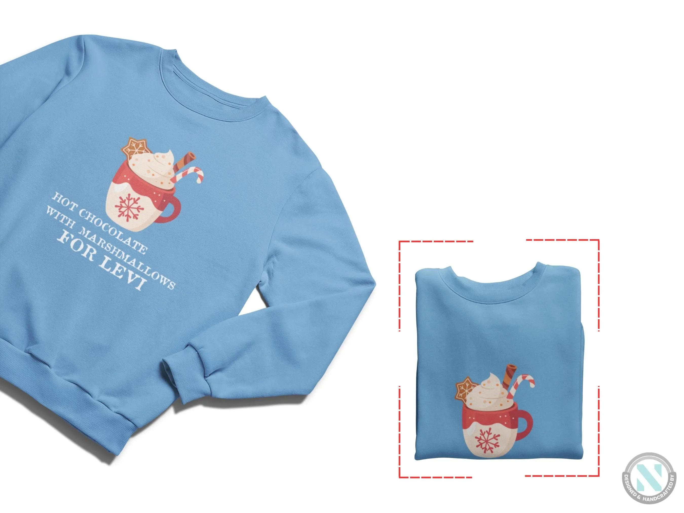 Personalized Winter Sweatshirt Gift for Toddler Boys Hot Chocolate Text