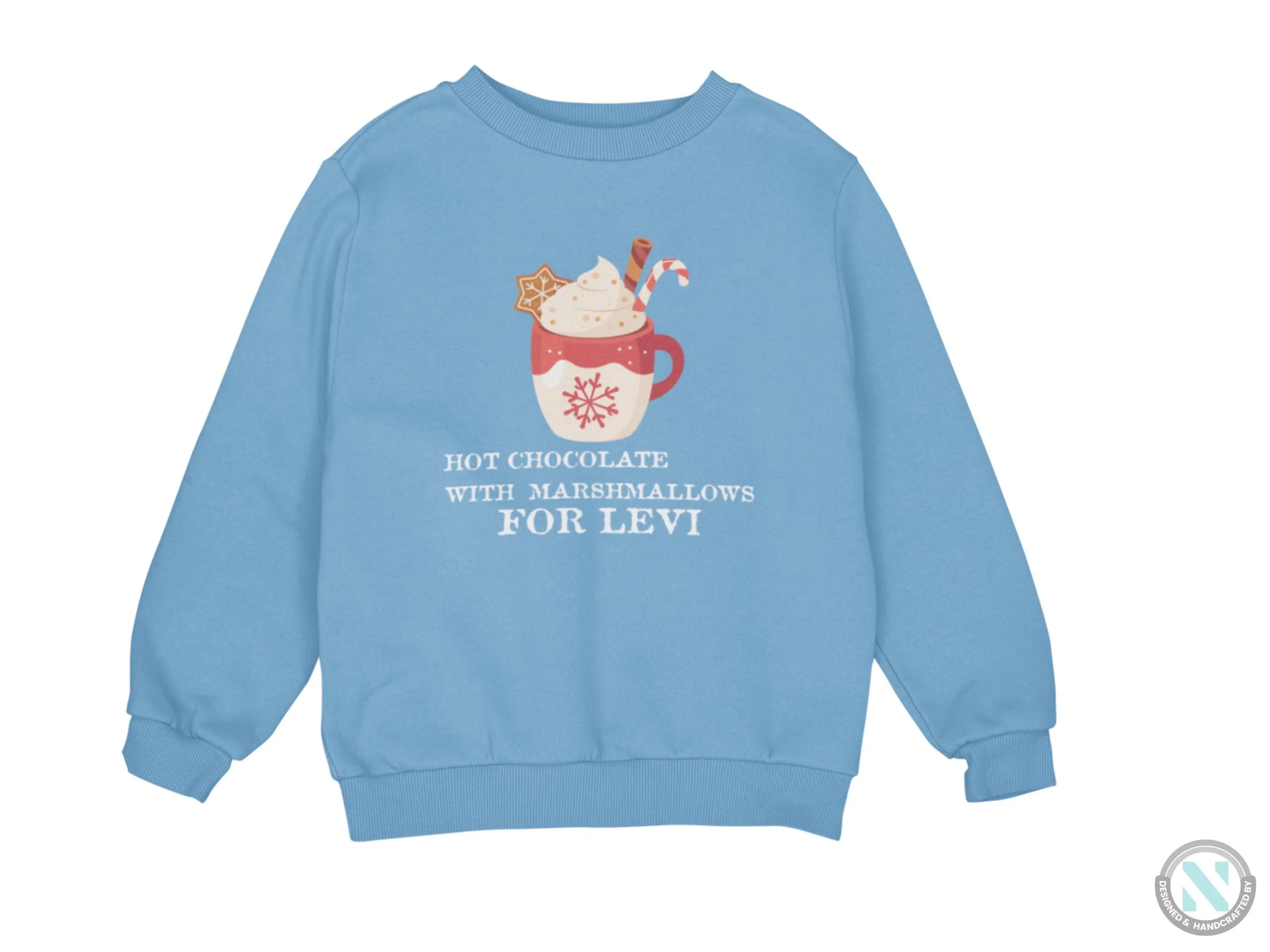 Personalized Winter Sweatshirt Gift for Toddler Boys Hot Chocolate Text