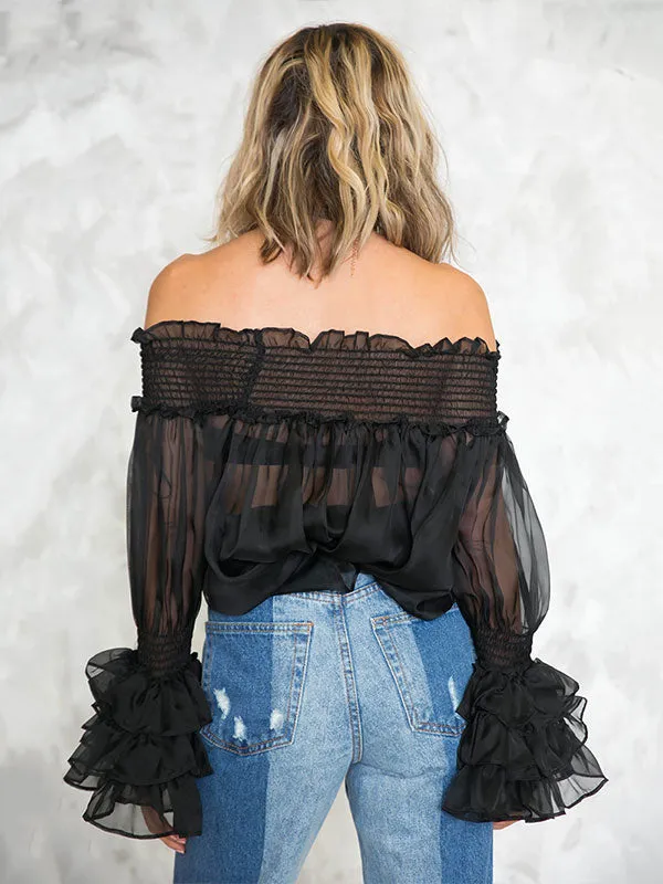 Perspective Chiffon Collar Top