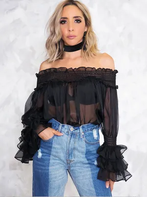Perspective Chiffon Collar Top