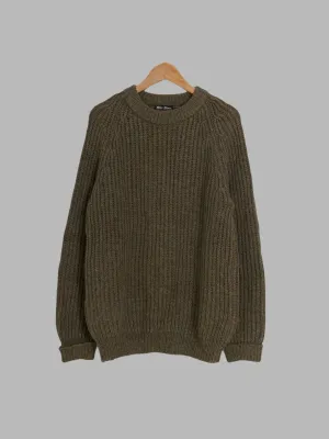 Peter Storm 1988 khaki W1 proofed wool waterproof crew neck jumper - L