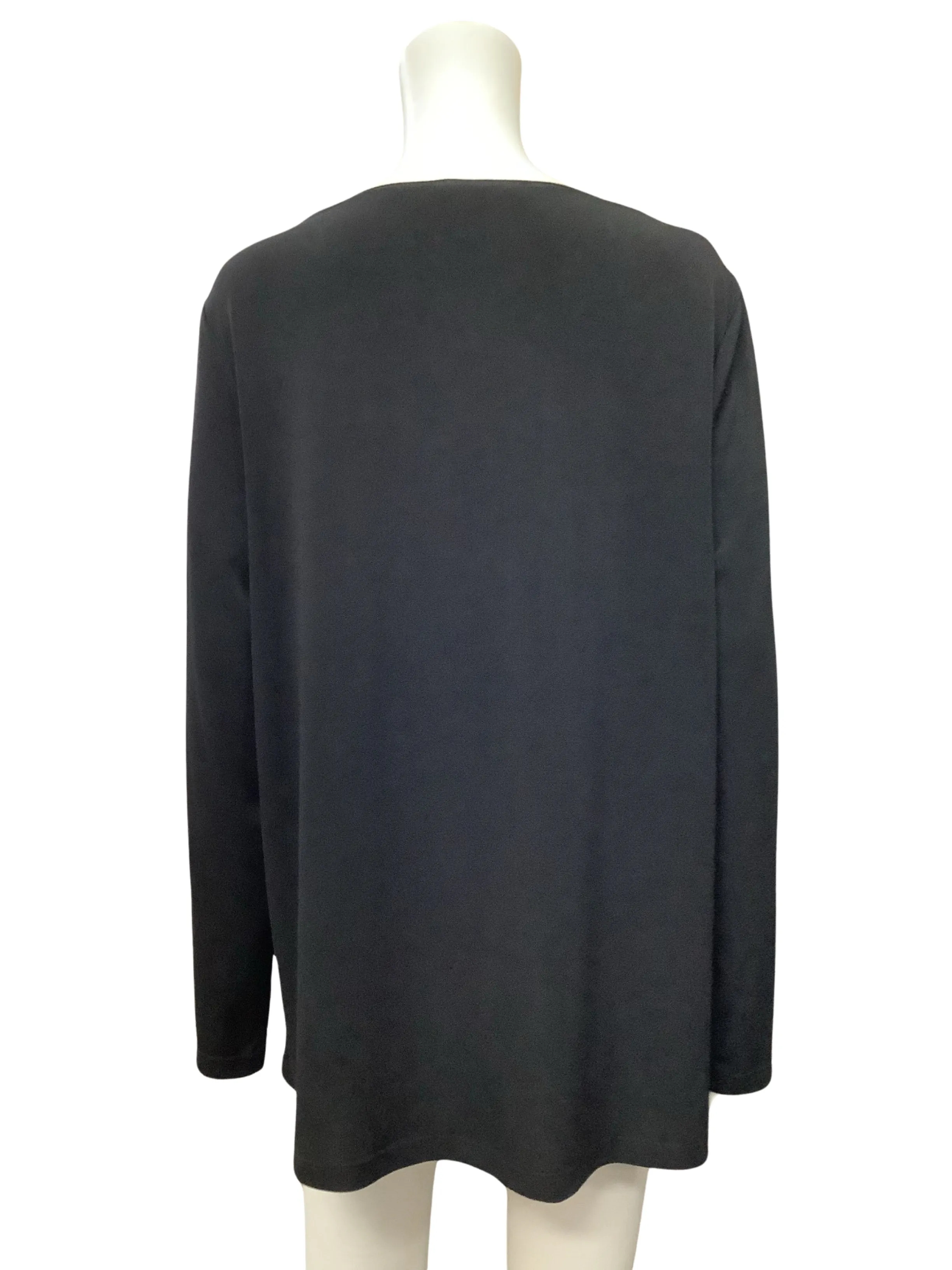 Picadilly Top Black V Neck Long Sleeve Size: L