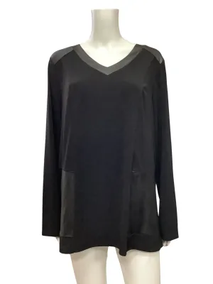 Picadilly Top Black V Neck Long Sleeve Size: L