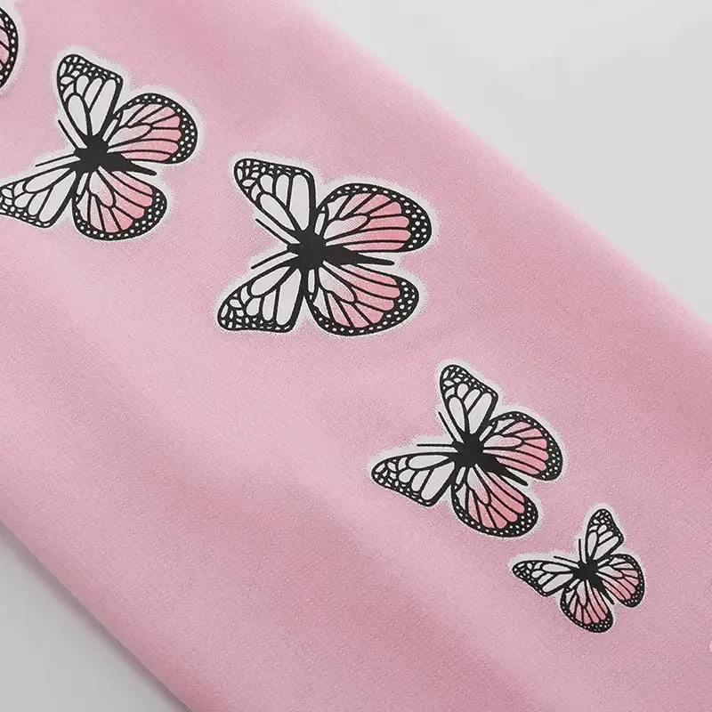Pink Butterfly Crop Top Jacket