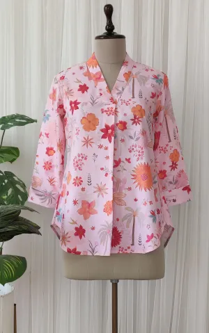 Pink Tropical Print Crepe Top