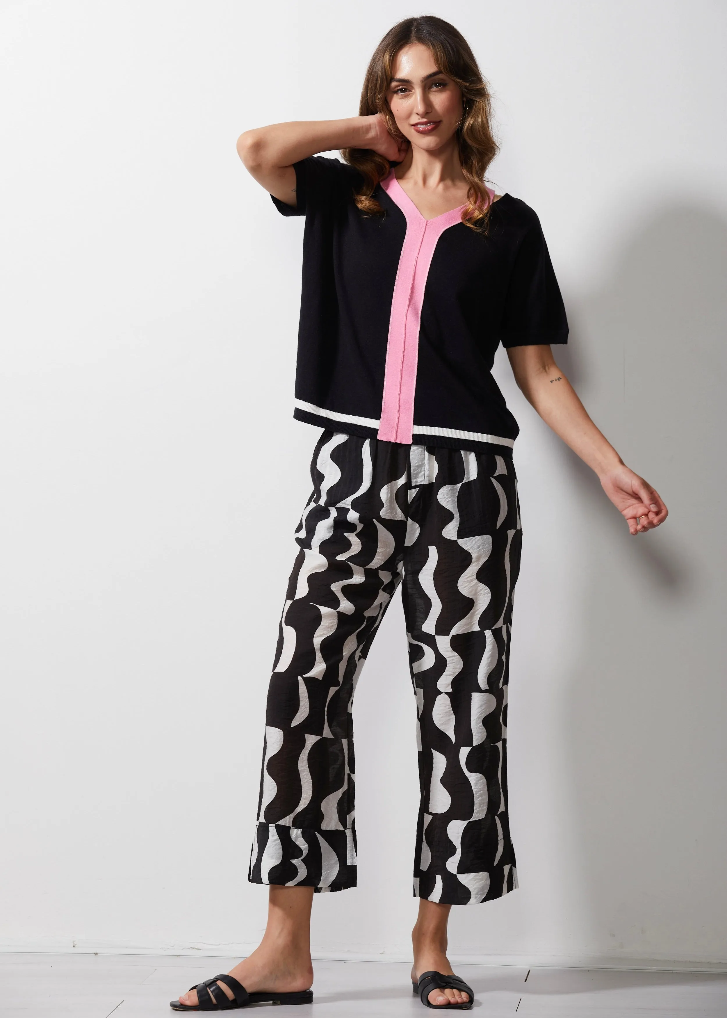 Pipped Top -Black/pink
