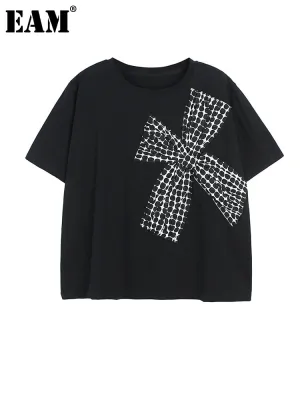 Plaid Bow Big Size Casual T-shirt