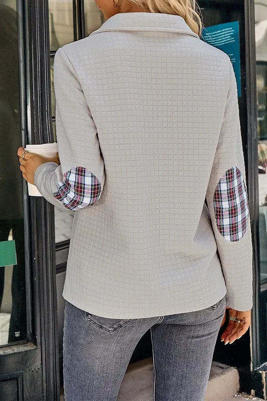 Plaid Collar High Neck Sweater
