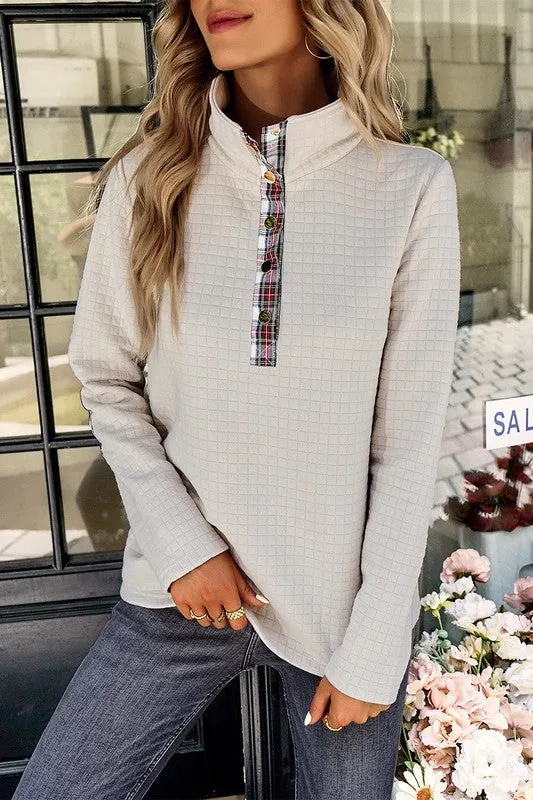 Plaid Collar High Neck Sweater