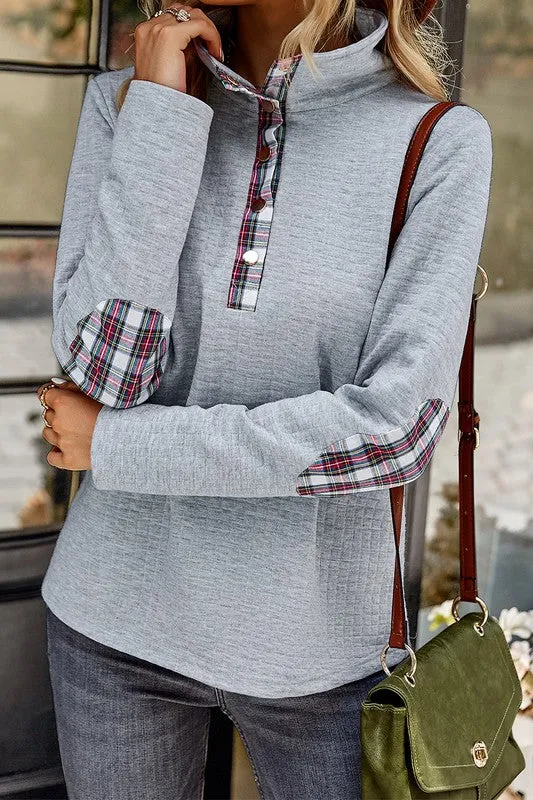 Plaid Collar High Neck Sweater