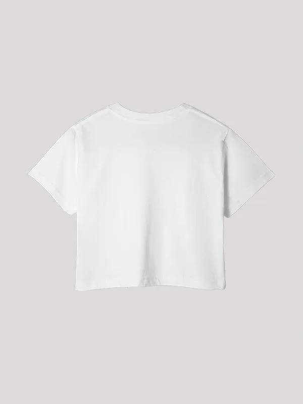 Playful Bear White Crop Top For Women