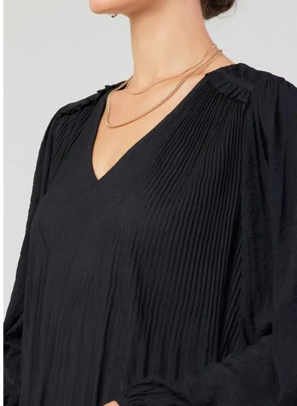 Pleated Blouse With Ruffles