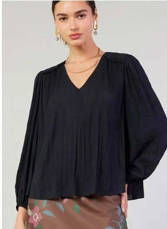 Pleated Blouse With Ruffles