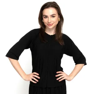 Pleated Zip Top Black
