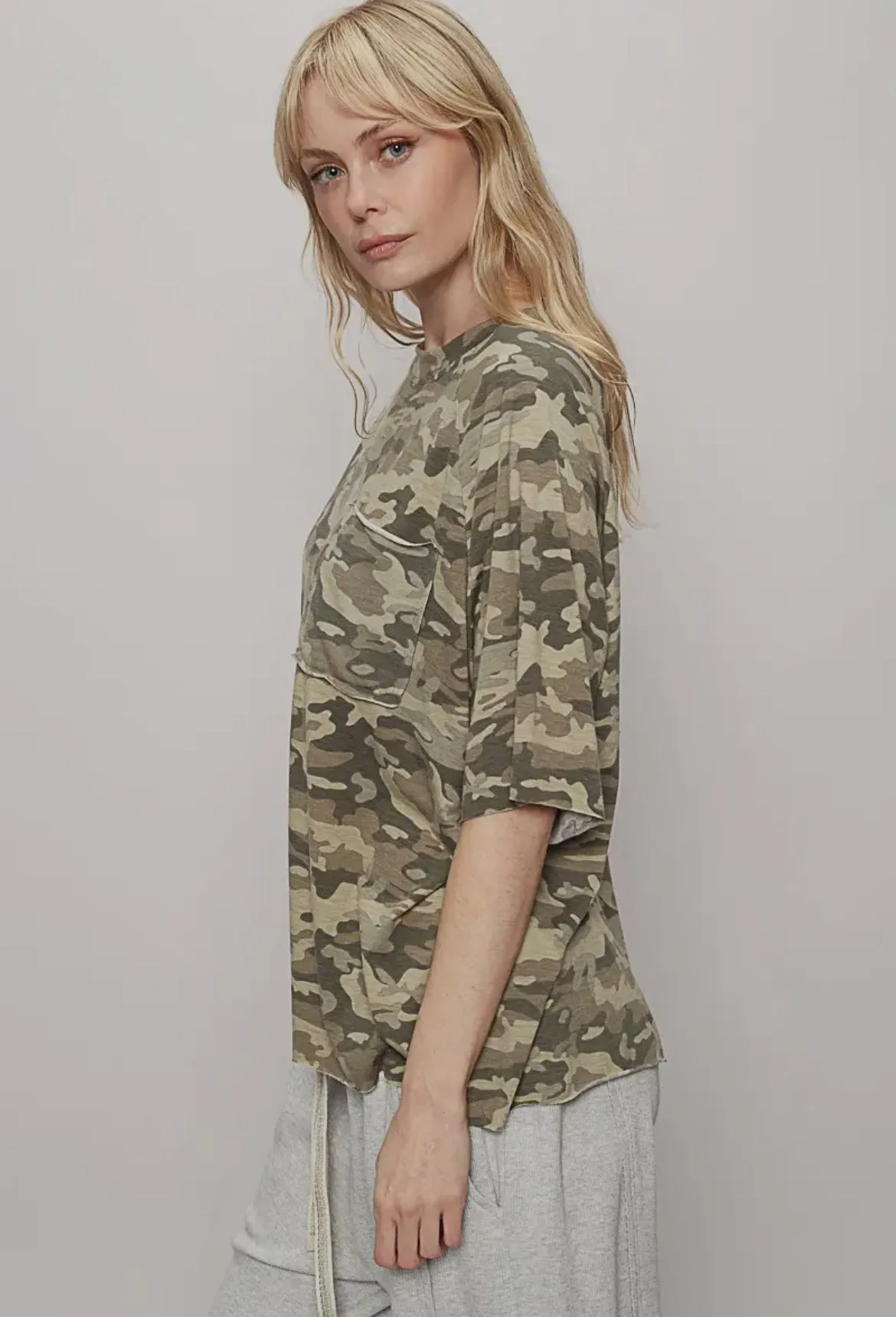 POL Clothing Round Neck Camo Tee