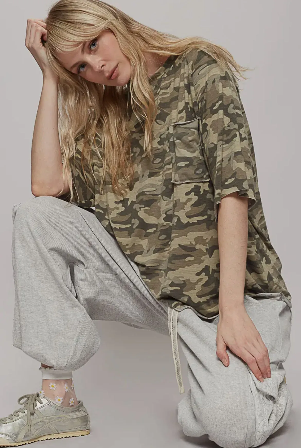 POL Clothing Round Neck Camo Tee