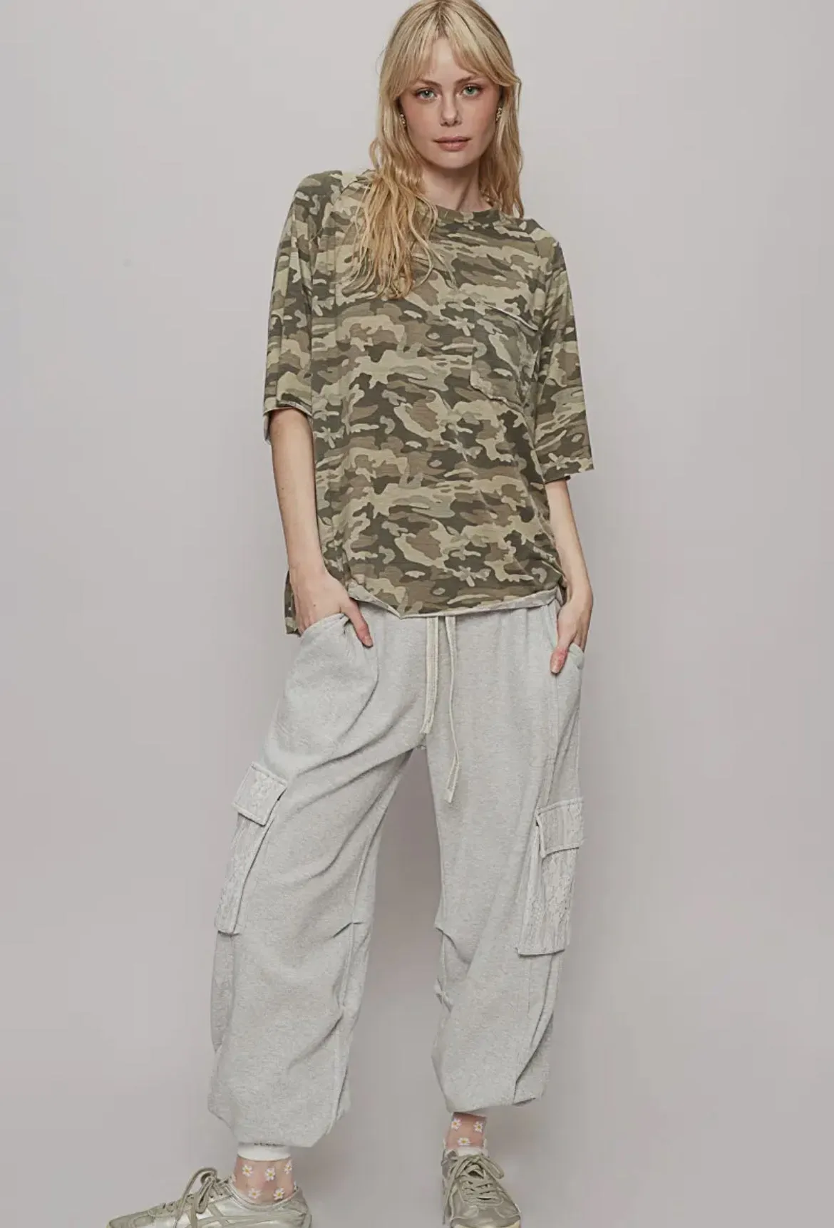 POL Clothing Round Neck Camo Tee